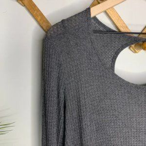 By Together Gray Back Key Hole Long Sleeve Top M